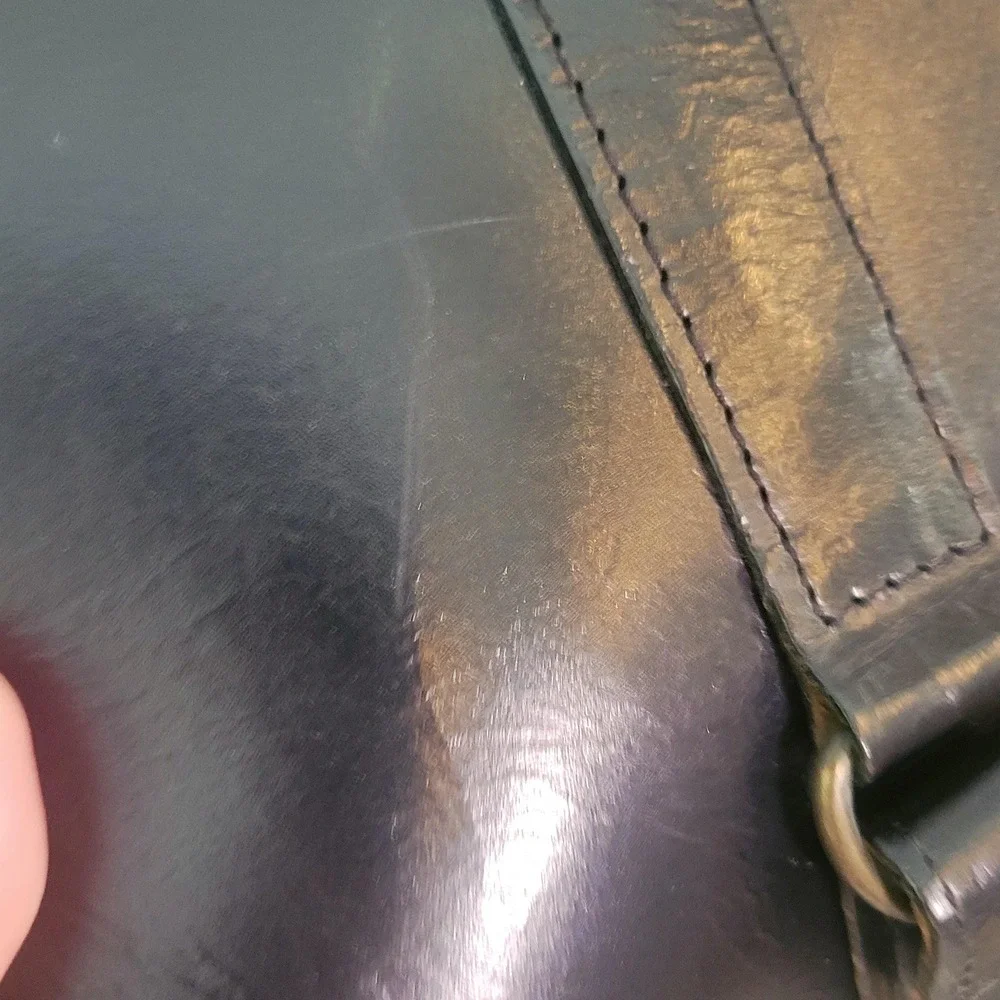 VTG Kouros Handmade Black Leather Crossbody Bag Genuine Greek Cowhide Leather